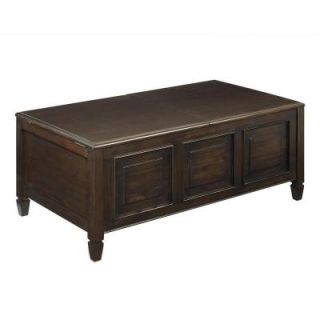 Simpli Home Connaught 44 in. 2 Tray Pine Wood Dark Chestnut Brown Coffee Table 3AXCCON 01