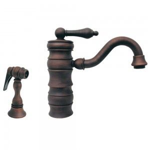 Whitehaus WHVEG3 1098 MB Vintage III single lever entertainment/prep faucet with traditional swivel spout and solid brass side spray   Mahogany Bronze