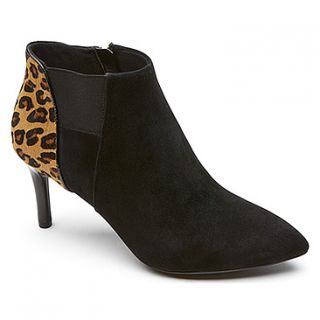 Rockport Total Motion 75MM Pointy Toe Layer Bootie  Women's   Black K Suede/Leopard Hair On