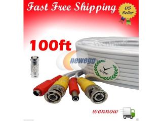 WennoW White 100ft extension Power & Video Cable for Qsee Security CCTV kit QT428 818