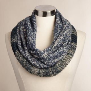 Blue and Ivory Mixed Knit Snood