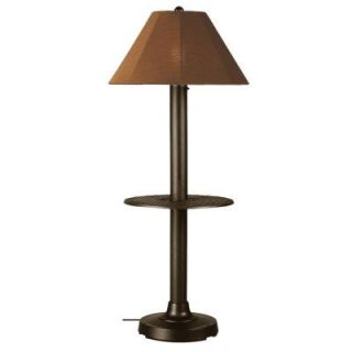 Patio Living Concepts Catalina 63.5 in. Bronze Outdoor Floor Lamp with Tray Table and Teak Shade 36697