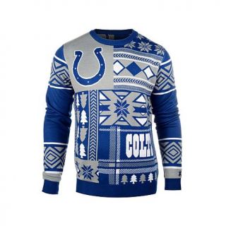 Officially Licensed NFL Patches Crew Neck Ugly Sweater   Colts   7766041