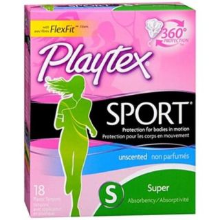 Playtex Sport Unscented Super Absorbency Tampons 18 ea (Pack of 3)