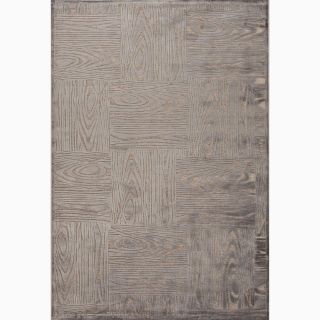 Handmade Gray/ Tan Art Silk/ Chenille Modern Rug (2 x 3)  