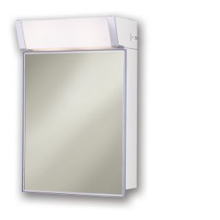 Broan Lighted Cabinet 16 in x 24 in Rectangle Surface Mirrored Steel Medicine Cabinet with Outlet and Lights