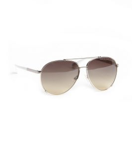 Marc By Marc Jacobs Gold And White Metal Round Aviator Sunglasses (328838601)