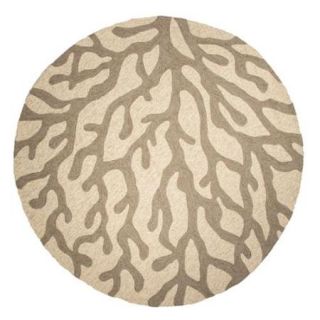 8' Taupe and Cream Outdoor Coral Round Area Throw Rug