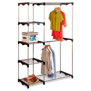 Honey Can Do Freestanding Wardrobe Closet   Silver/Black