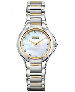 Citizen Womens Fiore Eco Drive Diamond Accent Two Tone Stainless