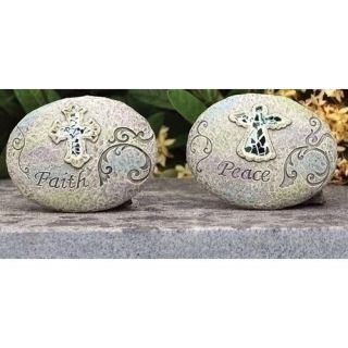 12 Springtime Mosaic Angel & Cross Decorative Outdoor Garden Stones 4.75"