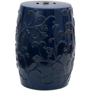 Dark Blue Carved Flowers Porcelain Garden Stool (China)