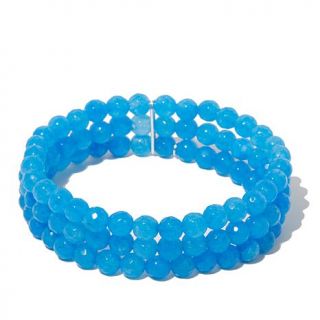 Jay King 3 Strand Blue Quartzite Bead Stretch Bracelet   7872365