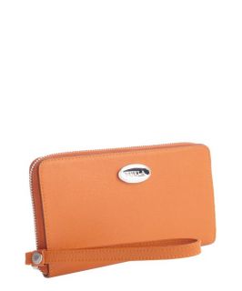 Furla Orange Leather Zip Around Wristlet Continental Wallet (325408801)