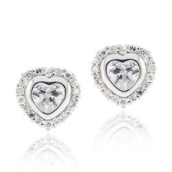 Icz Stonez Sterling Silver Cubic Zirconia Heart Earrings  