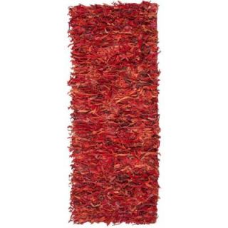 Safavieh Leather Shag Red 2 ft. 3 in. x 11 ft. Rug Runner LSG511D 211