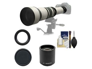 Rokinon 650 1300mm f/8 16 Telephoto Lens (White) & 2x Teleconverter for Canon EOS Digital SLR Cameras