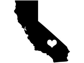 California State Love Silhouette With Heart 5" RED Vinyl Decal Window Sticker for Car, Truck, Motorcycle, Etc.