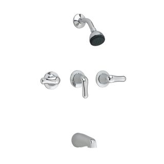 American Standard Colony Polished Chrome 3 Handle Bathtub and Shower Faucet with Single Function Showerhead