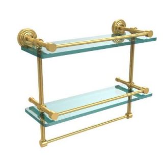 Allied Brass 16 in. W Gallery Double Glass Shelf with Towel Bar in Polished Brass WP 2TB/16 GAL PB
