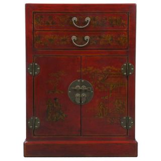 Handmade Oriental Antique Style Red Bonded Leather Wine Cabinet / Bar