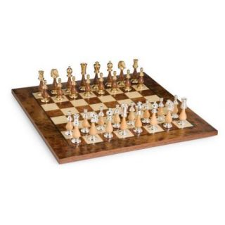 Elegant Gold, Silver & Wood Chess Set