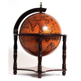 Old Modern Handicrafts Globe Bar 4 Legged Stand Red