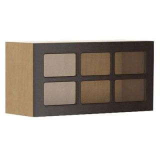 Fabritec 30x15x12.5 in. Bern Wall Bridge Cabinet with Horizontal Hinge in Maple Melamine and Glass Door in Dark Brown WG3015HZ.M.BERNE