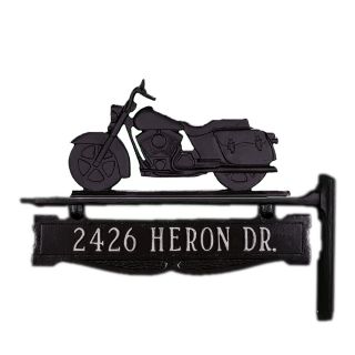 One Line Post Address Sign with Motorcycle by Montague Metal Products
