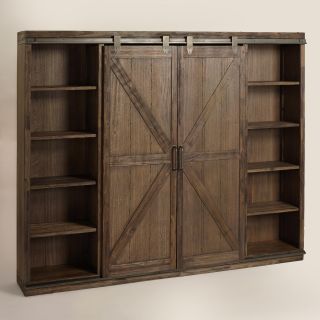 Wood Farmhouse Barn Door Bookcase