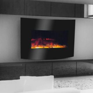 Warm House Curved Glass 25 in. Electric Fireplace in Black 80 BC211