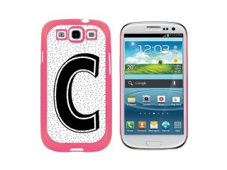 Letter C Initial Sprinkles Black White   Snap On Hard Protective Case for Samsung Galaxy S3   Pink
