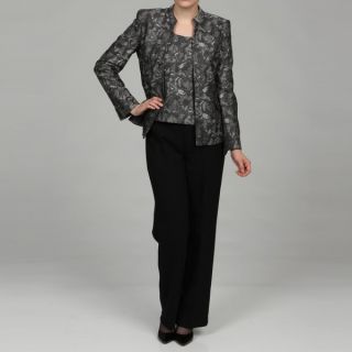 Kasper Womens Silver Multi 3 piece Pant Suit   Shopping