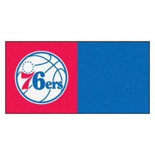 FANMATS NBA   Philadelphia 76ers Red and Blue Pattern 18 in. x 18 in. Carpet Tile (20 Tiles/Case) 9376