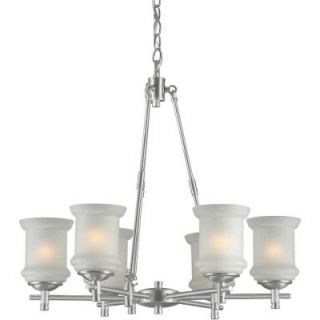 Talista 6 Light Brushed Nickel Chandelier with White Linen Glass CLI FRT2180 06 55