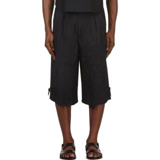 Alexander McQueen Black Oversize Crumpled Silk Shorts