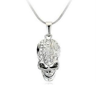 Princess Ice Platinum plated Gothic Crystal Rhinestone Unisex Skull