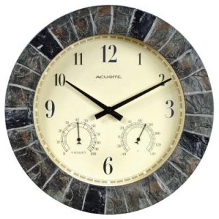 AcuRite 14 in. Faux Slate Plastic Resin Analog Wall Clock 02418A1SB