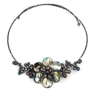 Memory Wire Black Pearl Cluster Flower Choker (Thailand)