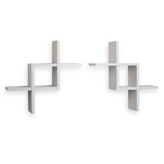 Set of 2 Reversed Criss Cross White Shelves