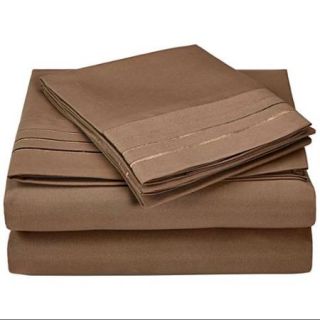 3000 Series Microfiber Sheet Set with 3 Line Embroidery, Twin, Taupe