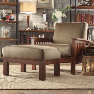 TRIBECCA HOME Hills Mission style Oak/ Olive Chair and Ottoman