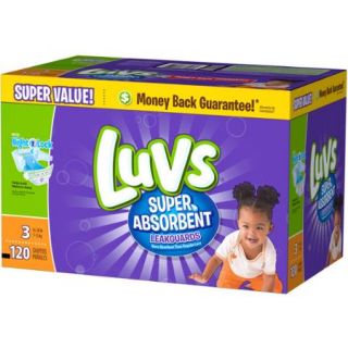 Luvs Leakguards Super Absorbent Diapers, Super Pack (Choose your Size)