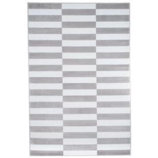 Lavish Home Checkered Stripes Grey 8 ft. x 10 ft. Area Rug 62 2020A 810