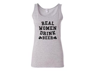 Junior Real Women Drink Beer Humor Sleeveless Tank Top