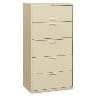 HON 500 Series Ivory 36 Inch Wide Five Drawer Lateral File Cabinet