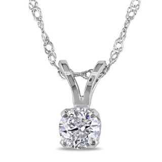 Miadora 14k White Gold 1/4ct TDW Diamond Solitaire Necklace (G H, I1