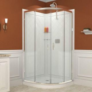 DreamLine Prime 33 in. x 33 in. x 76.75 in. Corner Framed Sliding Shower Enclosure in Chrome with Acrylic Base and Back Walls Kit DL 6152 01CL