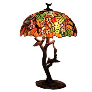 Warehouse of Tiffany Grapes / Birds Mosaic 30 H Table Lamp with Bowl