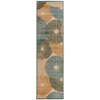 Nourison Graphic Illusions Teal 2 ft. 3 in. x 8 ft. Rug Runner 132949